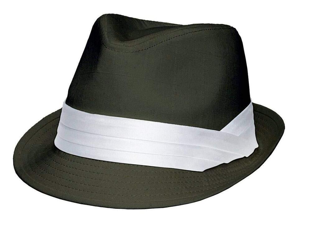 2996 Wedding Dress Formal Fedora Hat Large, Flat Black with White Band